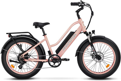 M-430 Electric Bike for Adults, 85 MI, 24" X 4.0" Fat Tire Cruiser Electric Bicycles, Step-Thru Electric Bike with 750W Motor, 28MPH, 48V 20 AH