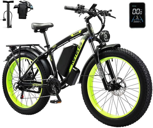 Keteles K800 1000W/2000W Electric Bike for Adults Dual Motor 26" Fat Tire Mountain Ebike 17.5Ah/23Ah Removable Lithium Battery Max 35Mph 60Miles