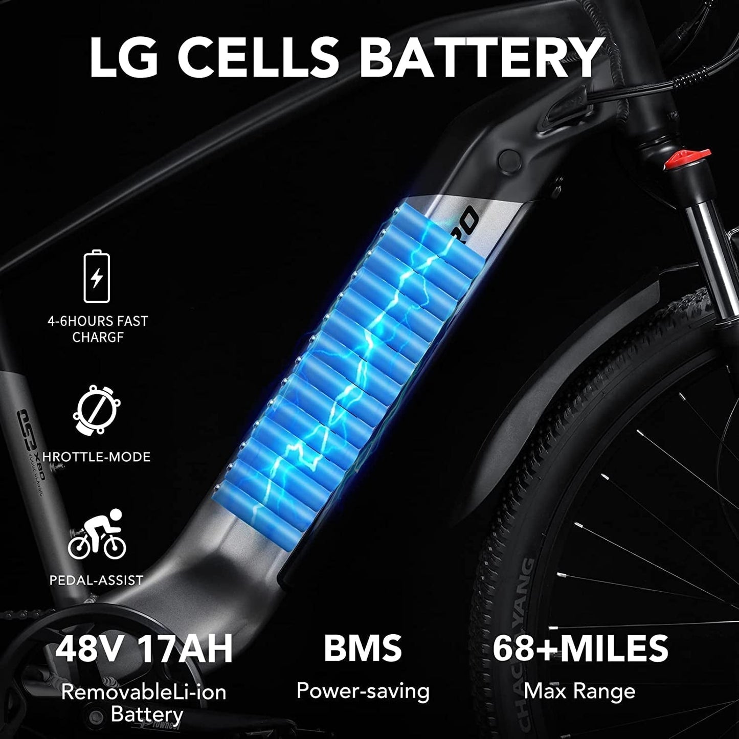 Electric Bike for Adults, 48V 17AH Removable LG Cells Battery Snow Ebike, 29" 750W Brushless Motor 32MPH Mountain Bicycles,Shimano 7-Speed with