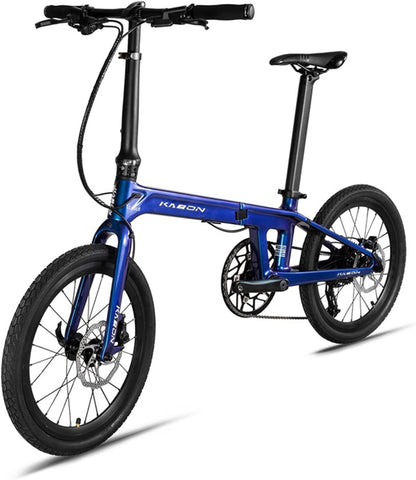New Upgrade Folding Bike, 20 Inch Carbon Fiber Frame with Carbon Wheelset 9 Speed Mini City Bike Foldable Bicycle for Women Adults Men Ultra-Light