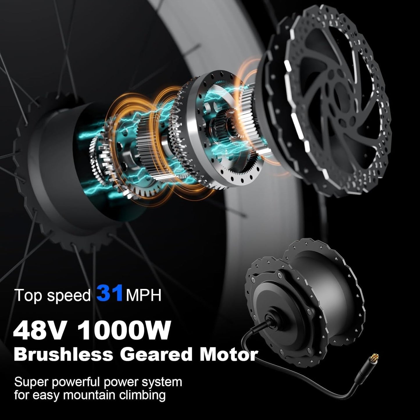1000W Electric Bike for Adults,Powerful Motor 48V 16AH Battery Snow Beach Ebike Hydraulic Disc Brake Electric City Bike up to 31MPH All Terrain 26"