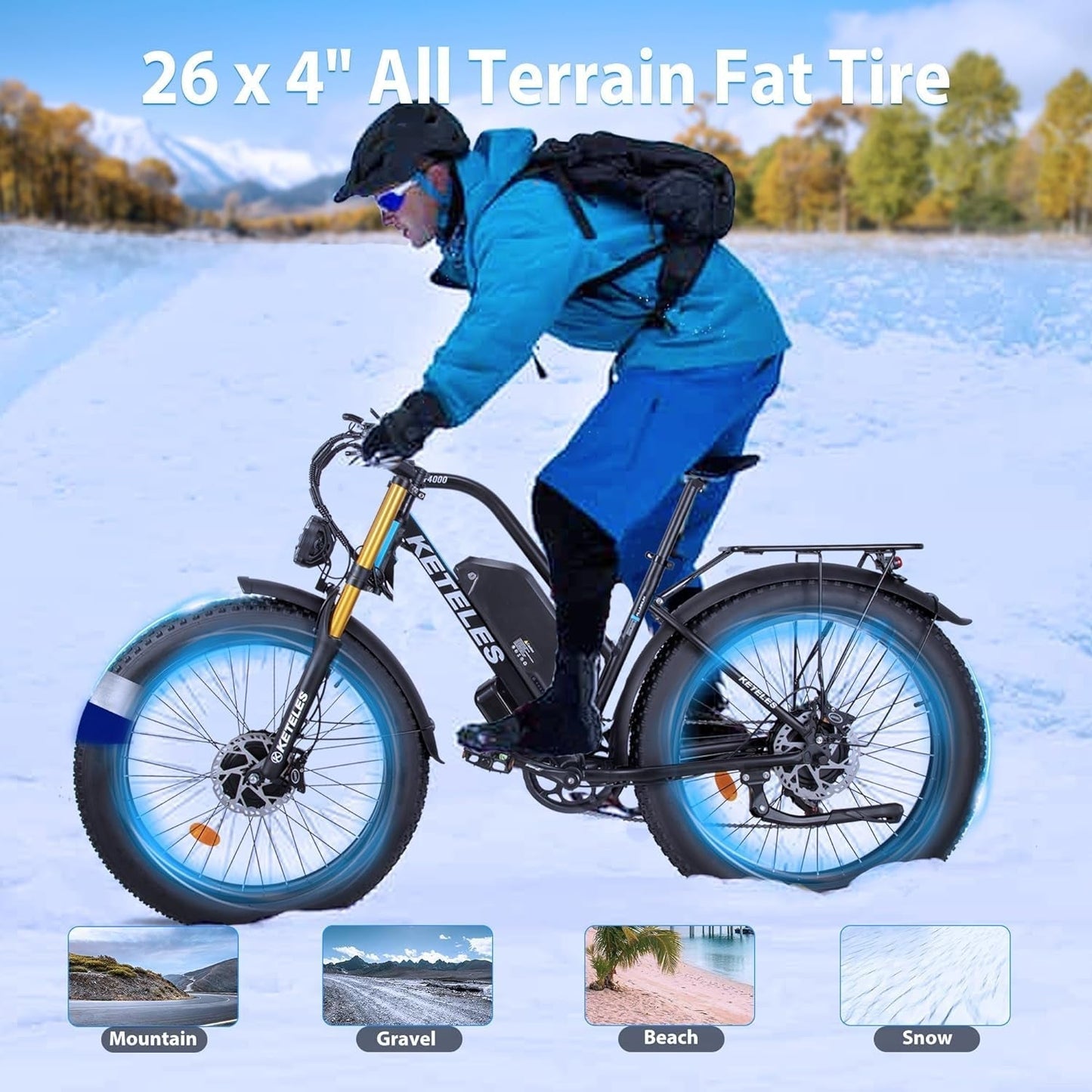 KETELES Electric-Bike - Upgrade Original Design Dual-Motor 2000W-Ebike-Adults-Men 26" Fat Tire Electric-Bicycles 48V 23AH Removable Battery, 35 MPH,
