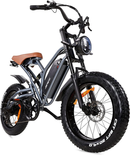 Electric Bike 20" X 4.0 Electric Bike for Adults with 750W Brushless Motor, 48V 14Ah Removable Battery, 7-Speed Transmission UL Certified