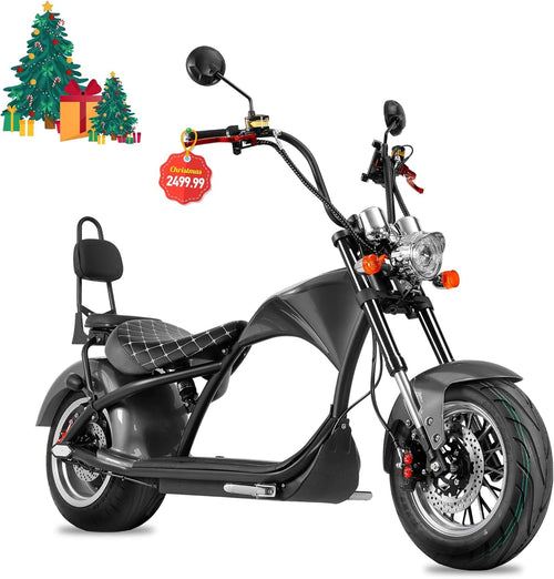 M1 2 Seat Electric Motorcycle for Adults, 37MPH 2000W Motor 60V 30Ah Lithium Battery 40 Miles Range, Full Suspension Dual Hydraulic Brakes, Commuting