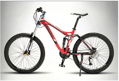 Mountain Bike Unisex Mountain Bike, 26 Inch Aluminum Alloy Frame, 24/27 Speed Dual Suspension MTB Bike with Double Disc Brake,Red,27 Speed