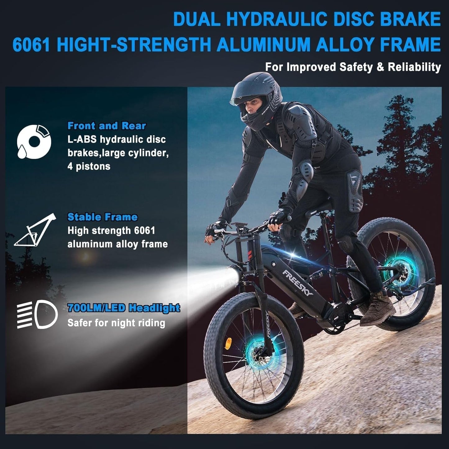Electric Bike for Adults 1000W BAFANG Motor 48V 20Ah Samsung Cells Battery 26" Fat Tire Full Suspension 35MPH Ebike