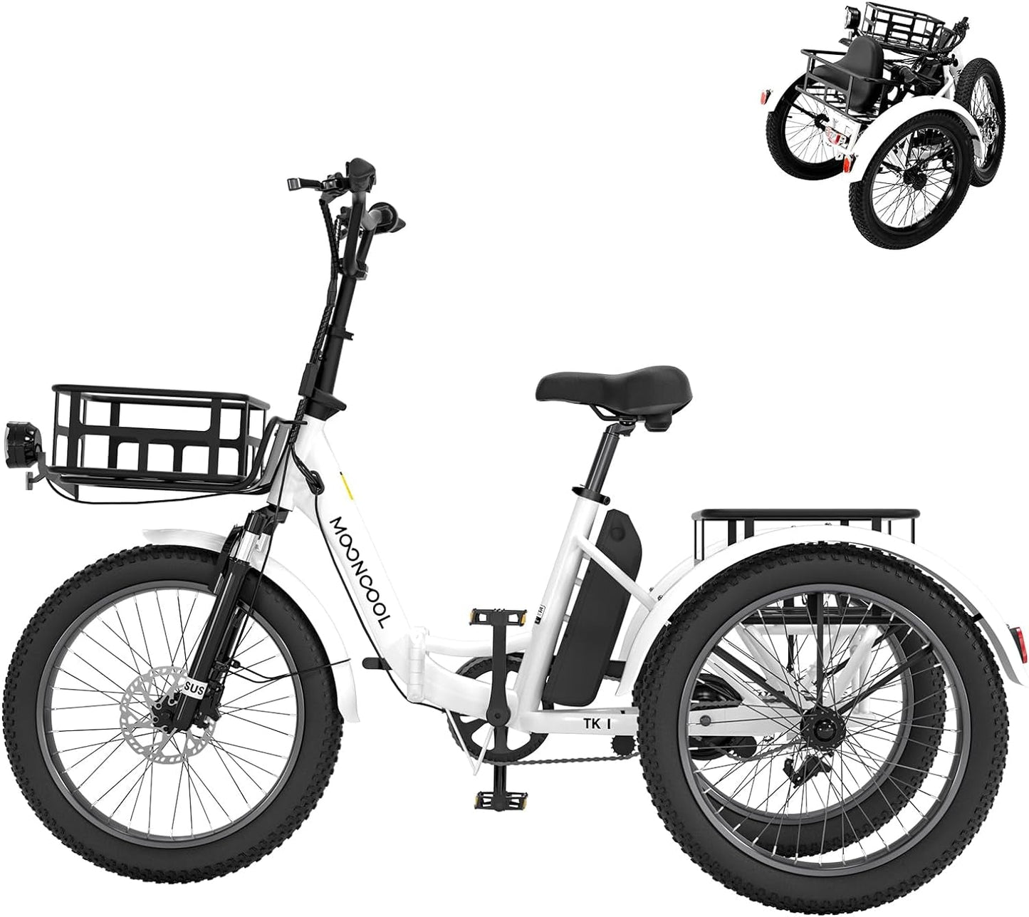 Electric Trike, Electric Tricycle for Adults, 20" Folding 3 Wheels Electric Bicycle Bikes, 48V 500W Motorized Electric Ebike with Aluminum Frame,