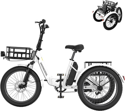 Electric Trike, Electric Tricycle for Adults, 20" Folding 3 Wheels Electric Bicycle Bikes, 48V 500W Motorized Electric Ebike with Aluminum Frame,