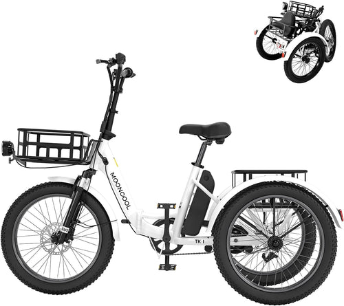 Electric Trike, Electric Tricycle for Adults, 20" Folding 3 Wheels Electric Bicycle Bikes, 48V 500W Motorized Electric Ebike with Aluminum Frame,