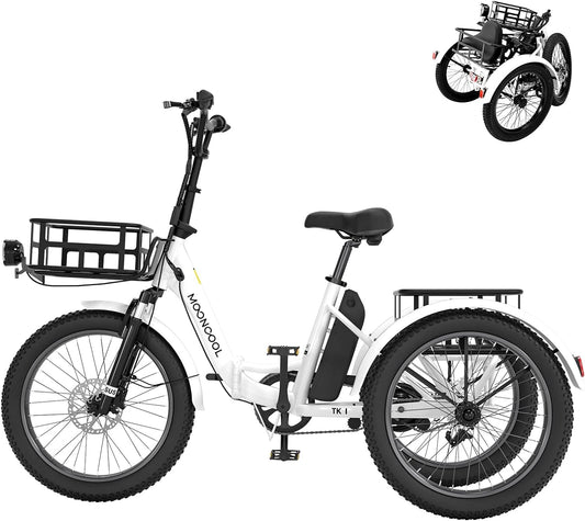 Electric Trike, Electric Tricycle for Adults, 20" Folding 3 Wheels Electric Bicycle Bikes, 48V 500W Motorized Electric Ebike with Aluminum Frame,