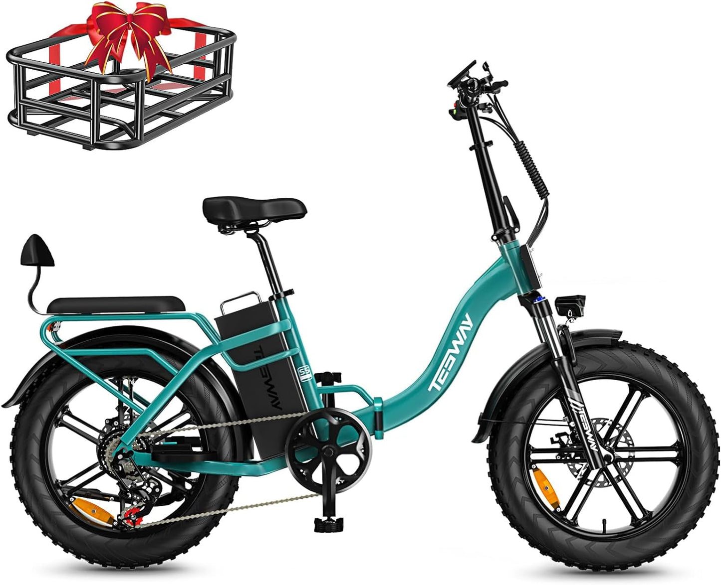 TESWAY 90 Miles 30AH Battery Folding Electric Bike,【2024 New Upgrades】 750W/1125W Motor 32MPH Long Range E-Bike,20"X4.0" Fat Tire & Step-Thru Ebike