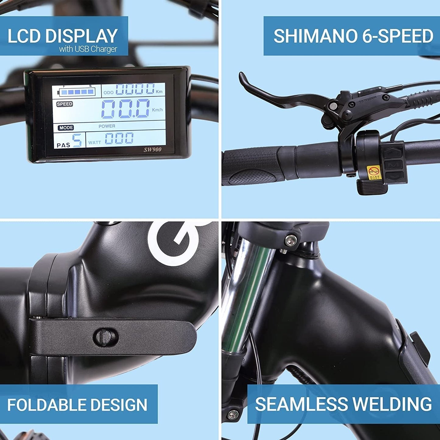 Juntos Electric Bike, Folding Motor Ebikes, Electric Bicycle for Adults, Bicicleta Electrica Para Adultos,Road Bike, 750 W 20 * 4" Fat Tire E Bikes