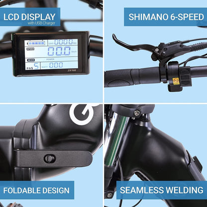 Juntos Electric Bike, Folding Motor Ebikes, Electric Bicycle for Adults, Bicicleta Electrica Para Adultos,Road Bike, 750 W 20 * 4" Fat Tire E Bikes