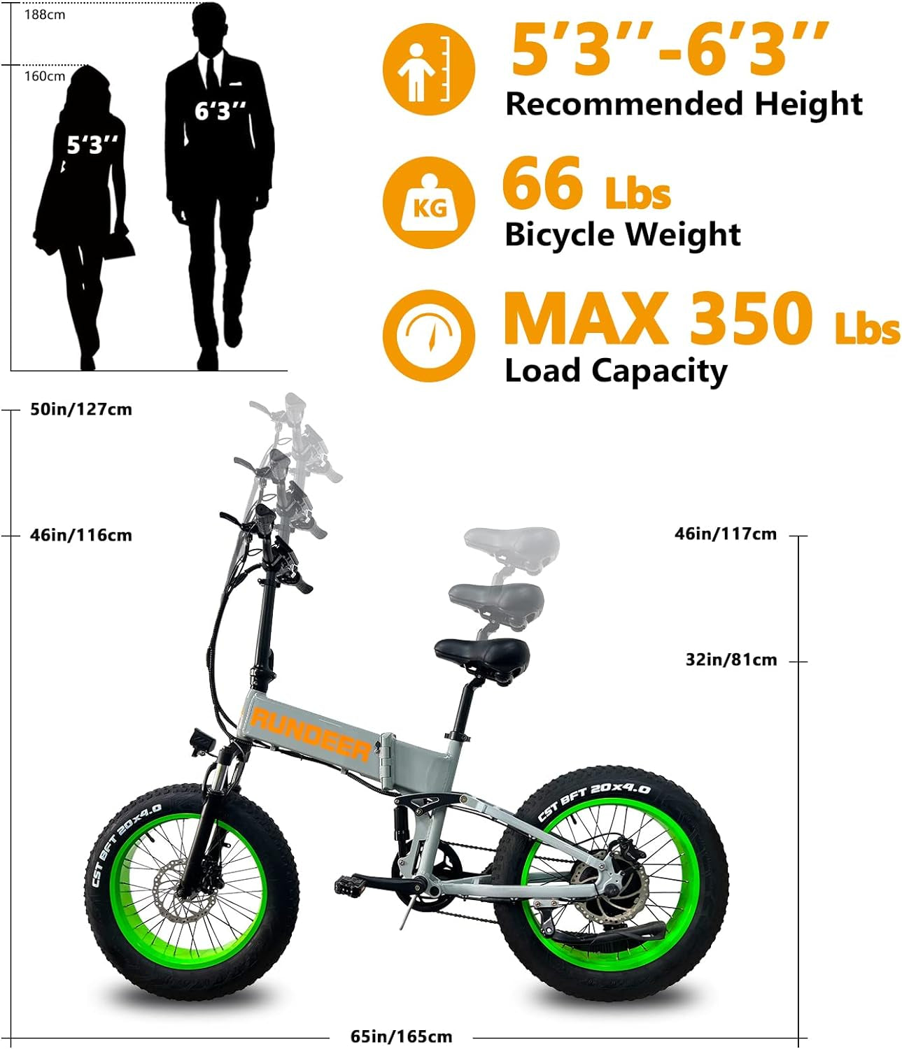 750W Electric Bike for Adults Electric Bicycle 20In Fat Tire Bikes, Folding Ebike for Adults with Samsung Battery 48V Front and Rear Shocks