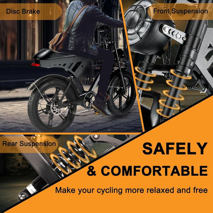 Electric Bike for Adults 1000W Motor Fat Tire E Bike, up to 28MPH & 70Miles, Electric Mountain Bike 7-Speed 5-Layer Full Suspension for Off-Road Dirt