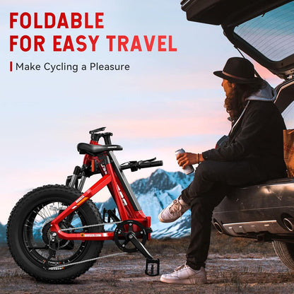 Electric Bike for Adults 750W Torque Sensor Ebike 28MPH, 20"X4" Fat Tire Ebikes for Adults with 48V 15Ah Removable Battery, Folding Electric Bicycle