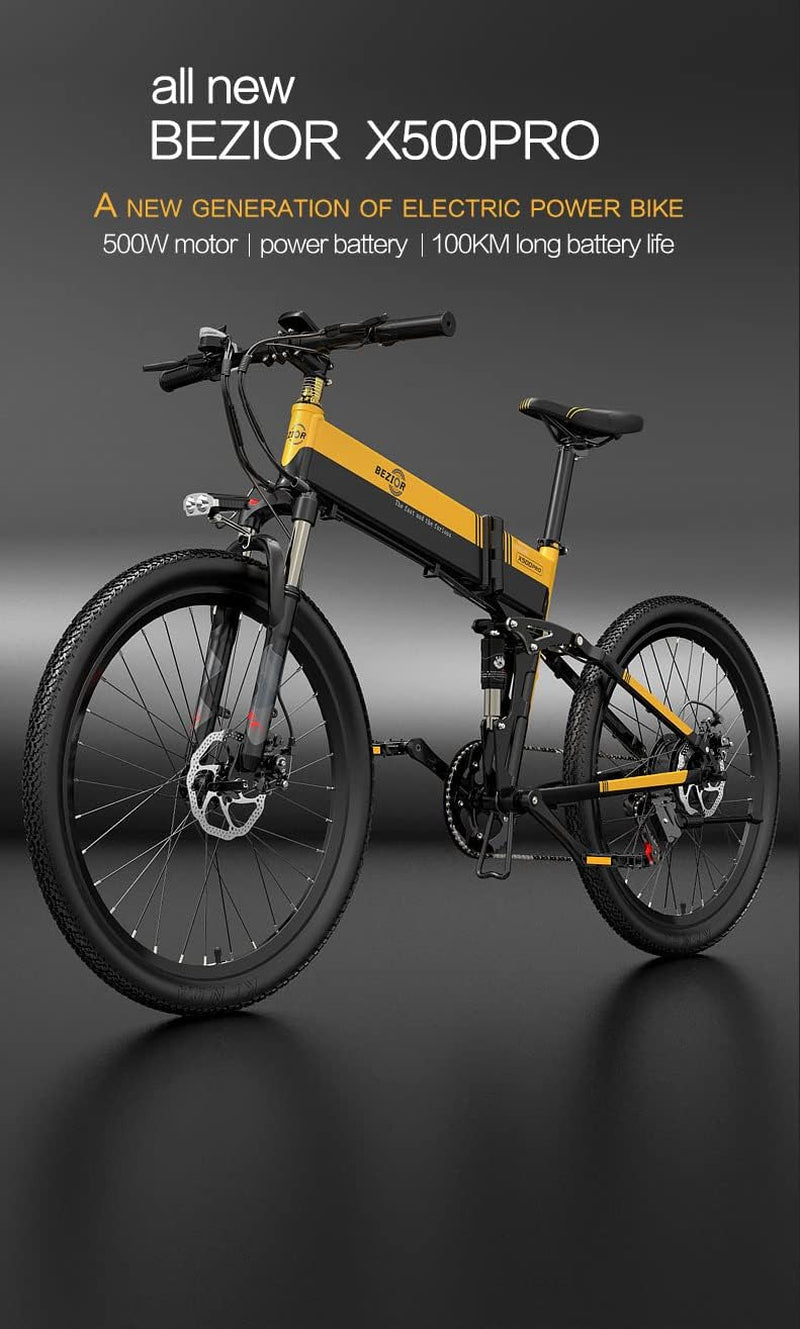 Electric Bike X500Pro for Adults, Foldable 26" X 1.95 Rubber Tire Electric Bicycle, 500W Motor 48V 10.4Ah Removable Battery, 20MPH Electric Mountain