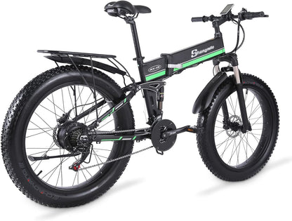 Electric Bike for Adults, 26'' Ebike with 1000W Motor, 25MPH Fat Tire Mountain E Bike with Removable 48V/12.8Ah Lithium Battery, Hydraulic Brake, Dual