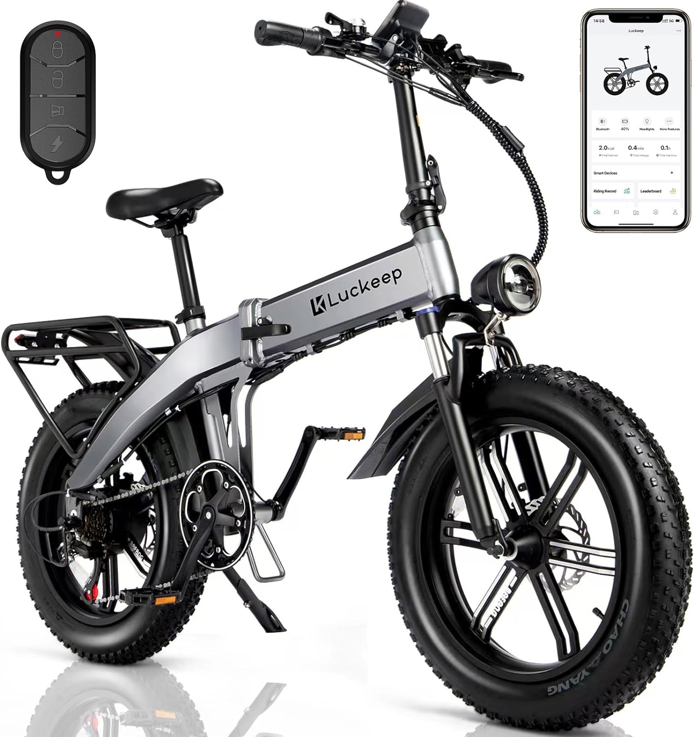 Electric Bike for Adults 1130W Peak BAFABG Motor 30MPH 48V 15AH Battery 60Miles Range Folding E Bikes for Adults Electric Bicycle 20 Inch Fat Tire