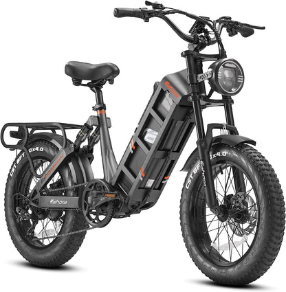 Juliet Electric Bike for Adults,1000W 60AH Electric Bike 20 "Fat Tire Long Range Full Suspension Color Display Mountain Bike for Longer Trip Commute