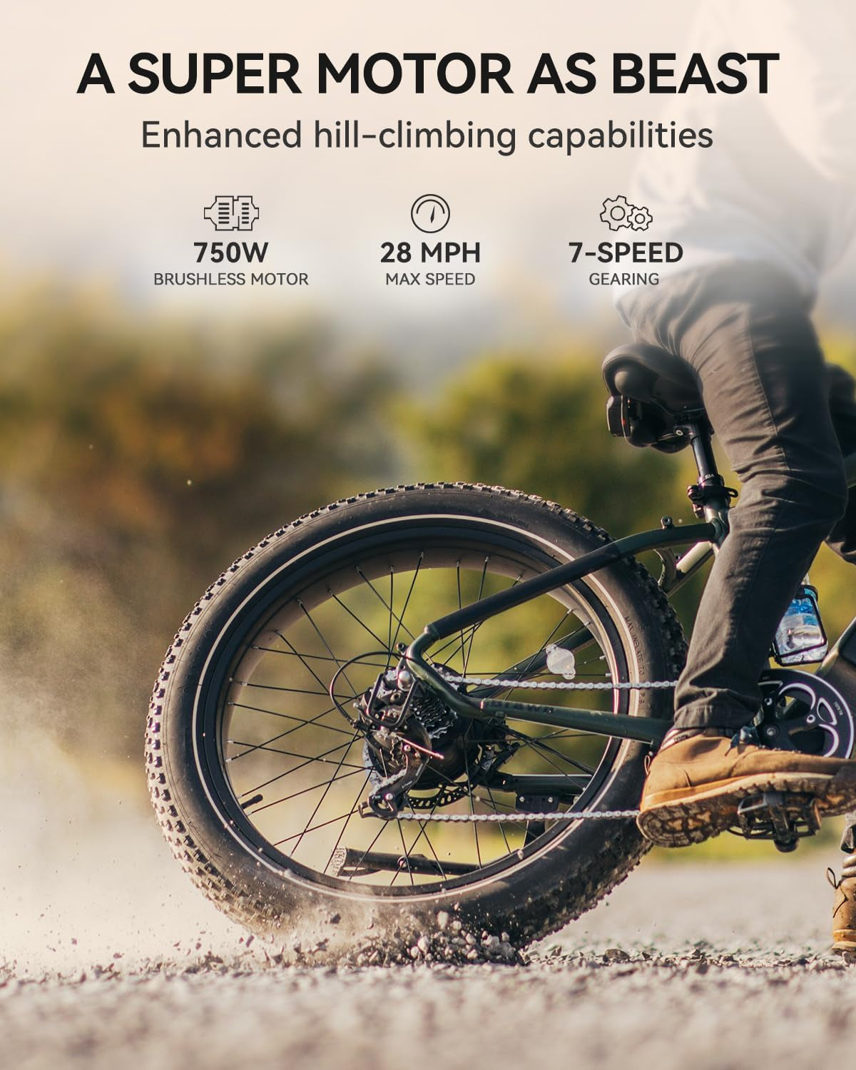 Brawn and Cityrun Electric Bike for Adults,750W 28MPH 26'' Fat Tire Ebike with 48V 18Ah Removable Battery,Off Road Electric Mountain Bike,Hydraulic