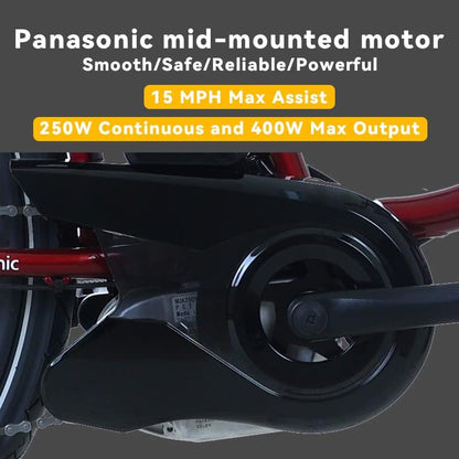 Powered by Panasonic Electric Bike for Adults 26'', Urban Electric Bicycle with 250W Removable Panasonic 25.2V 16Ah Lithium Battery, City Electric