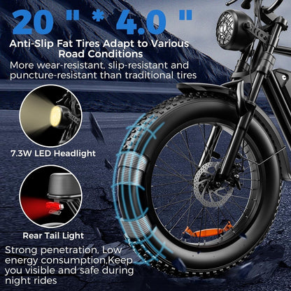 Electric Bike for Adults,Electric Bicycle 2000W 48V/22.4Ah 34MPH,1000W 48V/20Ah 35MPH Electric Mountain Bike,12-Speed 20"*4.0 Fat Tire Electric
