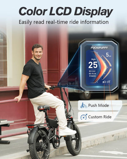 Electric Bike, Folding Electric Bike 750W 48V 20Ah Removable Battery 20MPH, 20" X 4" Fat Tire Ebike for Adults Men Women, Electric Mountain Bike with