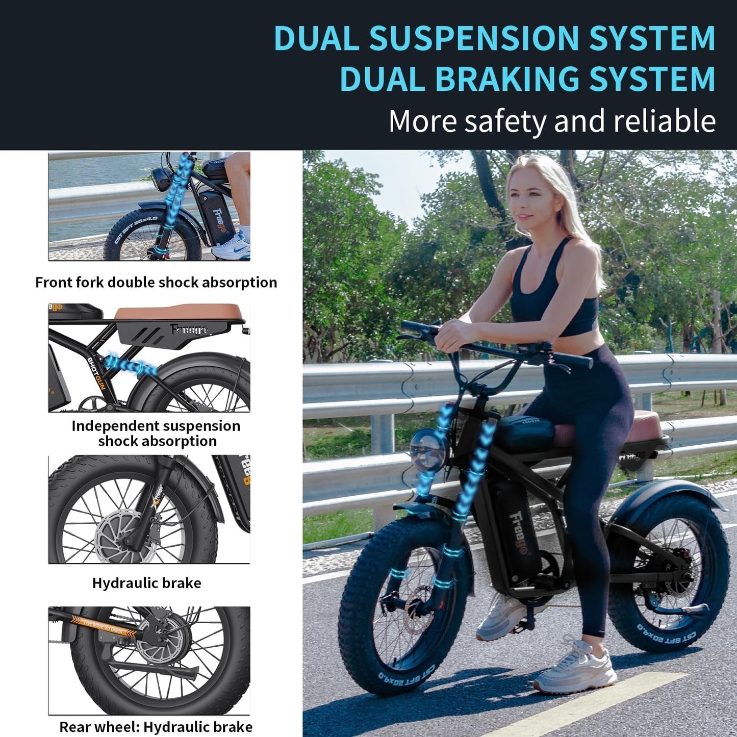 Electric Bike for Adults, Dual Motor & Dual Battery, 2000W/48V/40Ah/55Ah, 20"X4.0" Fat Tires off Road Electric Bicycle with Removable Battery,