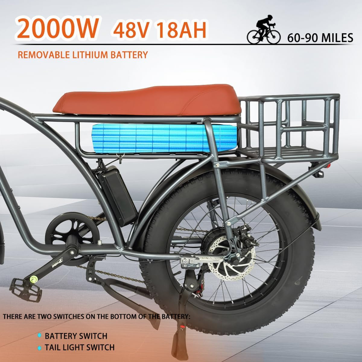 US Spot Smlro E5 plus Electric Retro Cargo Bike 2000W Dual Motor Motorcycle Ebike 48V 18Ah Ebike 20" Fat Tire 7 Speed E Bike MTB Mountain City Road