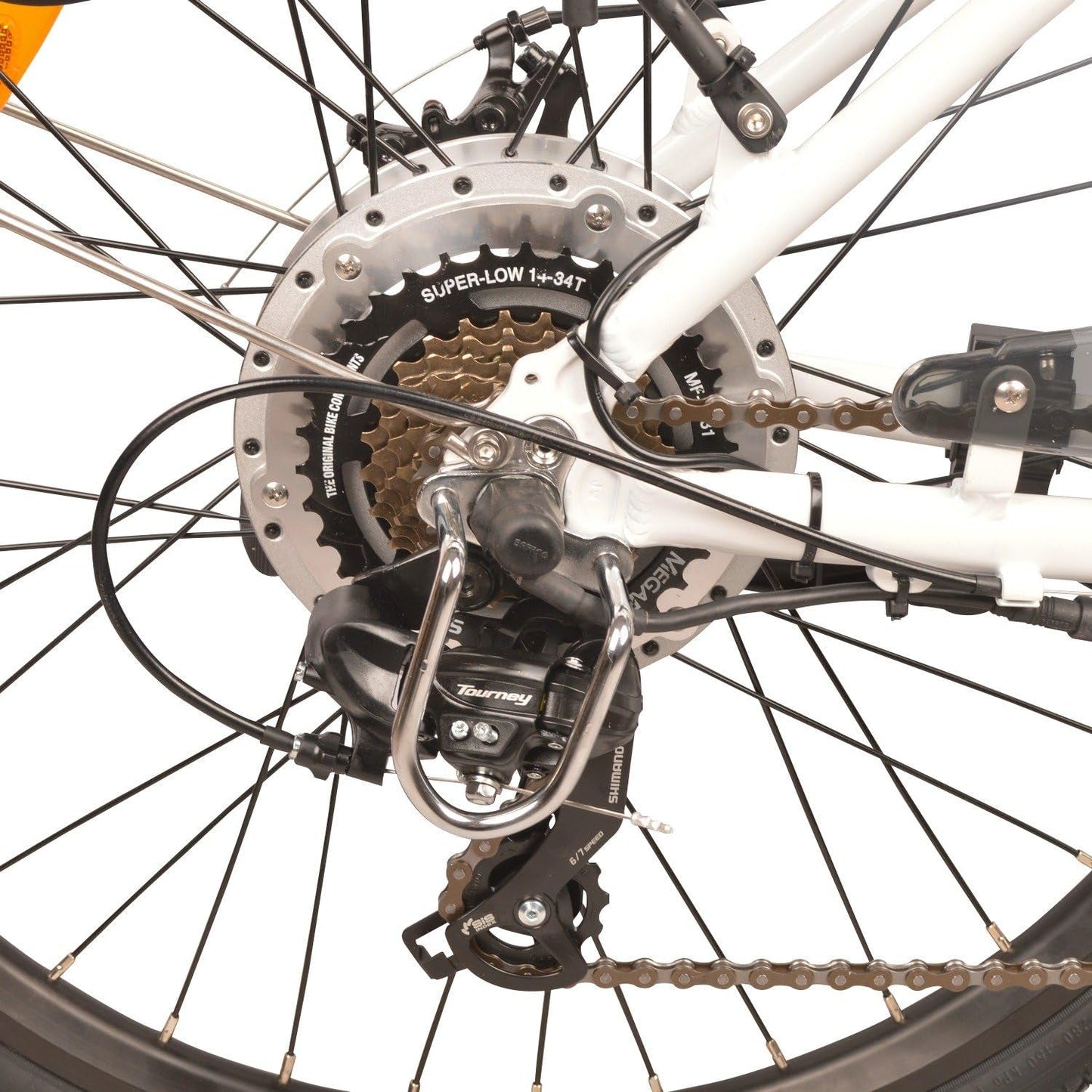 DJ City Bike 750W 48V 13Ah Step-Thru Power Electric Bicycle, Pearl White, LED Bike Light, Fork Suspension and Shimano Gear