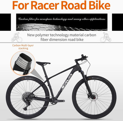 Carbon Fiber Mountain Bike, Dual Disc Brake Axle Thru Adventure Mountain Bike with Shimano CUES U6000 11 Speed Shift Groupset, 27.5/29 Inch MTB