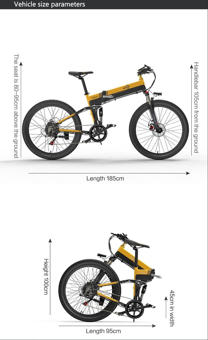 Electric Bike X500Pro for Adults, Foldable 26" X 1.95 Rubber Tire Electric Bicycle, 500W Motor 48V 10.4Ah Removable Battery, 20MPH Electric Mountain