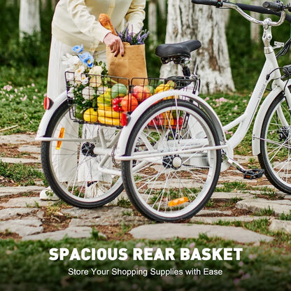 Electric Trike, 350W Electric Tricycle for Adults with Dual Chains, UL Tested 36V 10Ah Battery, 3 Wheel Electric Bicycle, E Trike with Basket for
