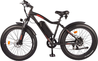 DJ Fat Bike 750W 48V 13Ah Power Electric Bicycle, Matte Black, LED Bike Light, Suspension Fork and Shimano Gear