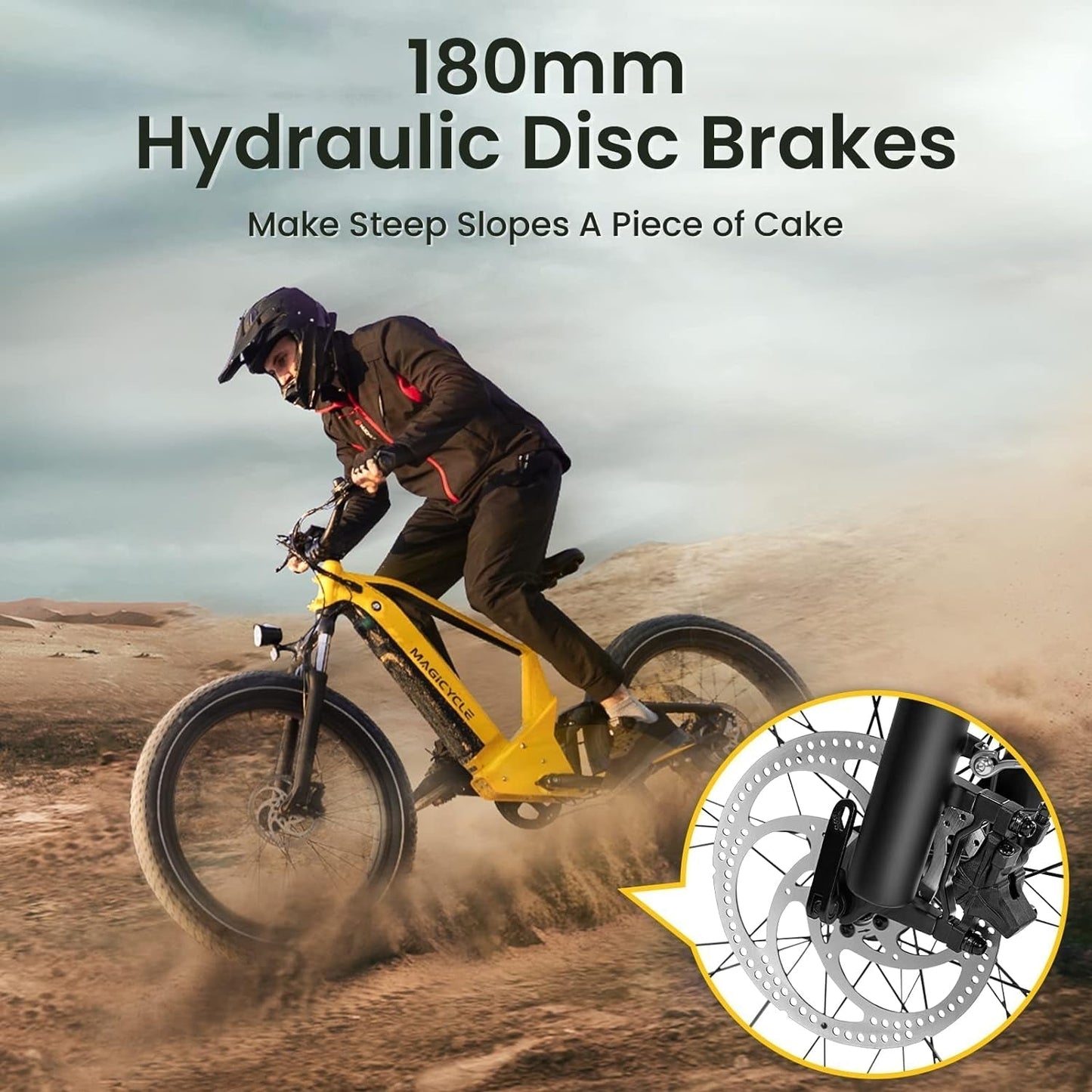 ESUV Deer Electric Bike, Full Suspension Ebike System 80 Miles Long Range 750W 96Nm Motor E Bike 52V 20Ah 26"X4" Fat Tire Electric Bike, UL Certified