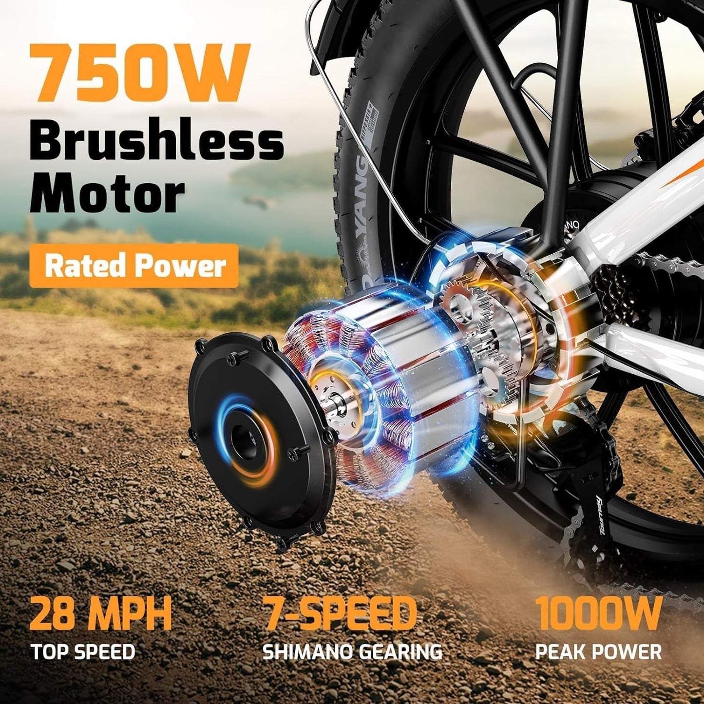 A2 Series Folding Electric Bike, 20'' Fat Tire Electric Bike with 750W Motor, 48V/11.6AH Removable Battery, 28MPH Max Speed, 55 Mile Range,