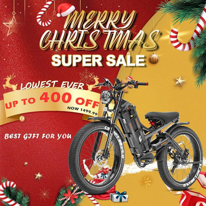 Romeo Pro 60Ah Peak 1600W Electric Bike for Adults 100-200 Miles Long Range Electric Bike 26 * 4.0 Fat Tire Electric Bike Full Suspension Electric