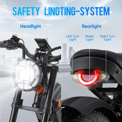 Romeo 60Ah Peak 1200W Electric Bike for Adults 100-200Miles Long Range Electric Bike 26 * 4.0 Fat Tire Electric Bike Full Suspension Electric Mountain