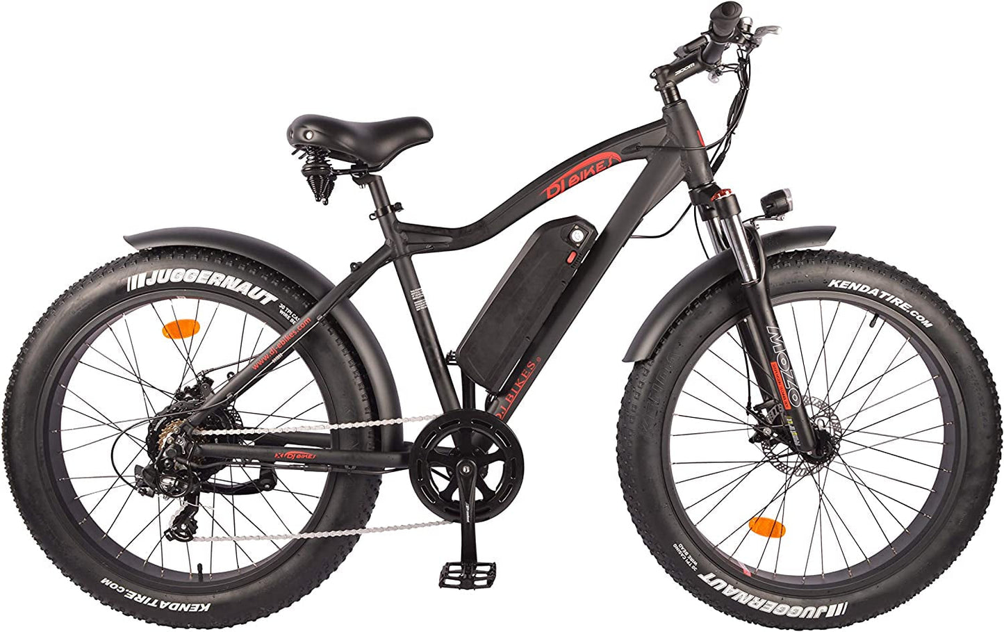 DJ Fat Bike 750W 48V 13Ah Power Electric Bicycle, Matte Black, LED Bike Light, Suspension Fork and Shimano Gear