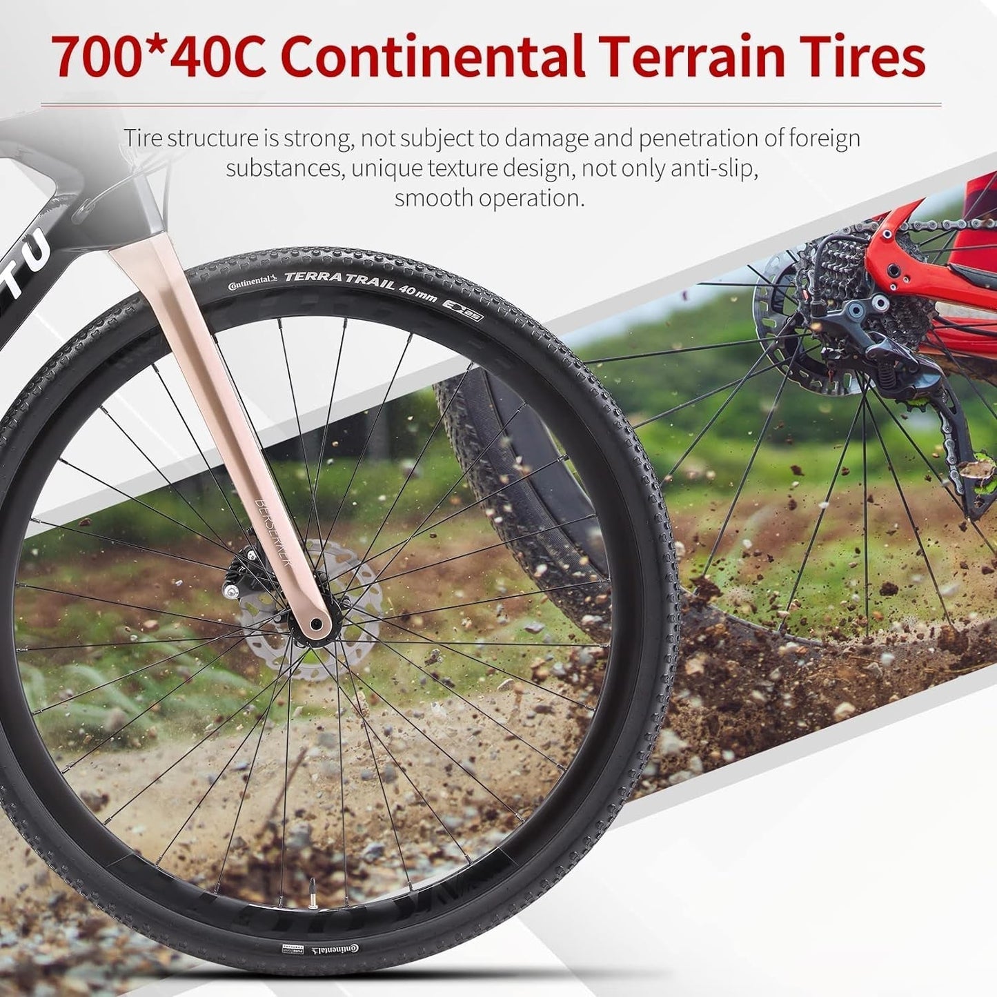 Carbon Gravel Road Bike, T800 Carbon Frame Adventure Road Bicycle with Shimano GRX 600 Shift Professional Adventure Groupset,22 Speed Disc Brake