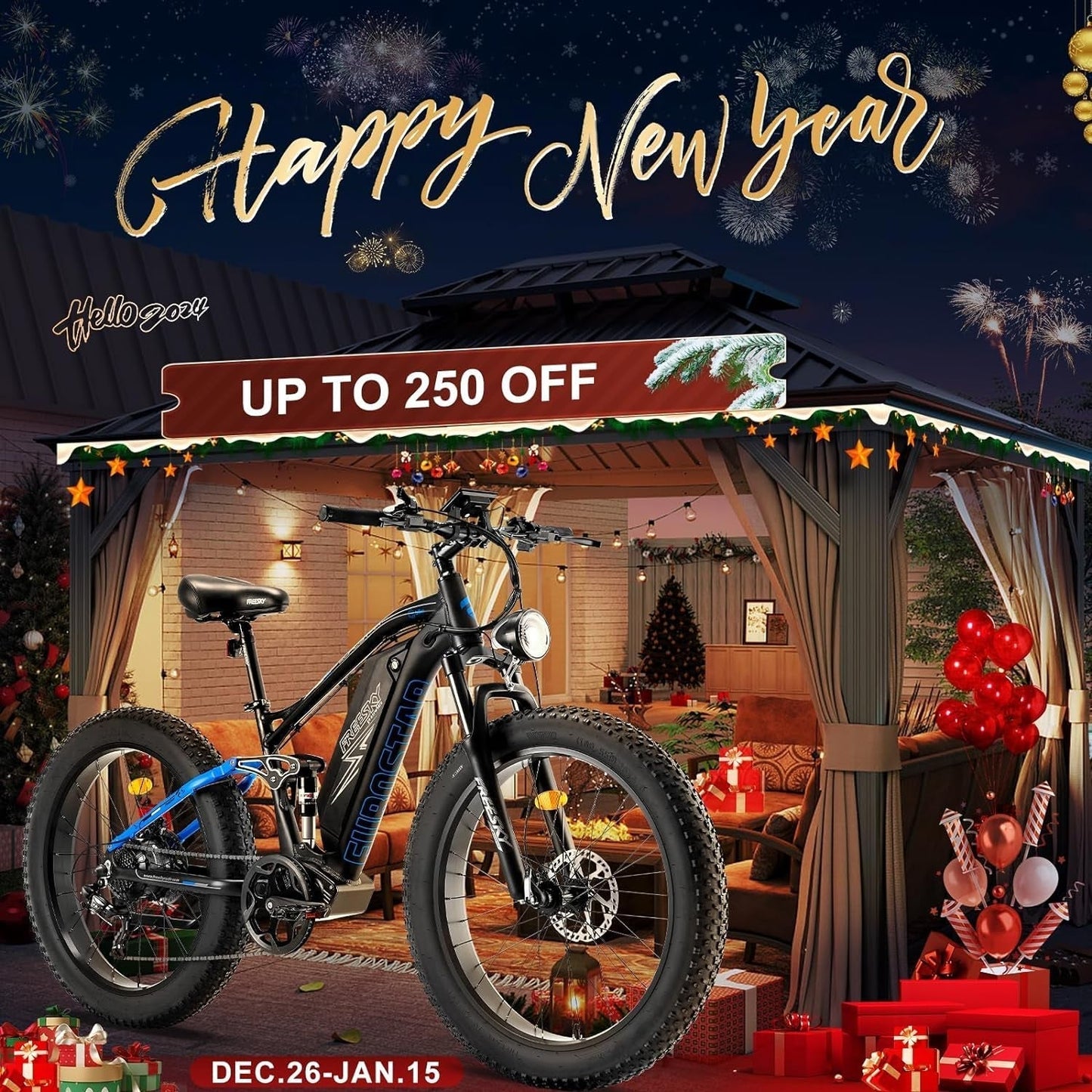Electric Bike for Adults 1000W/Peak 1500W Ebike 48V 20AH Battery, 26" Fat Tire Full Suspension, 33MPH Shimano-7 Speed off Road Beach Mountain Electric