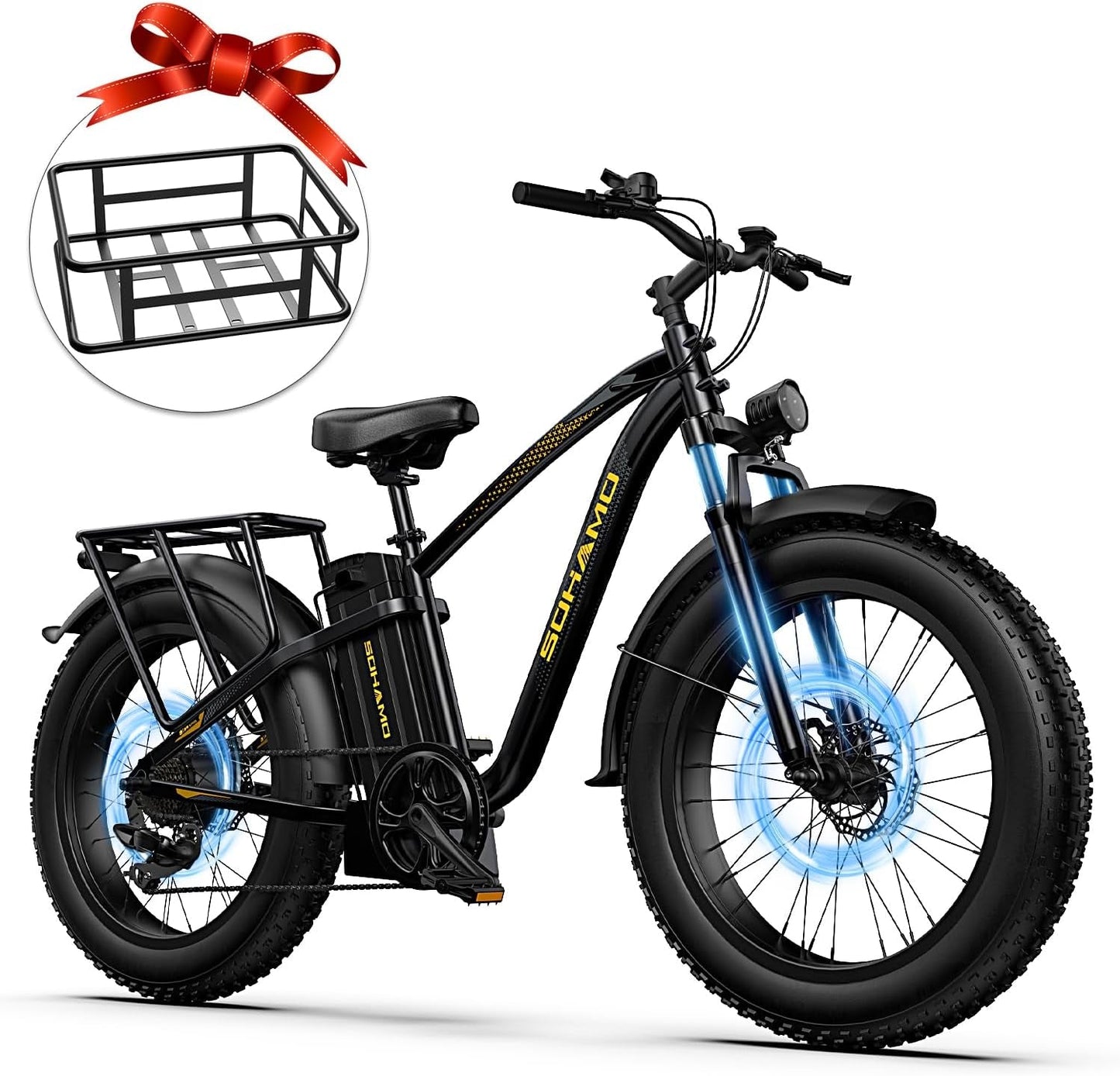 SOHAMO Electric Bicycles, 1000W Brushless Motor, 48V 20AH Removable Battery, 28Mph Max Speed Electric Bike with Derailleur, Ebike for Adults, for