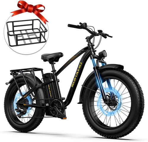 SOHAMO Electric Bicycles, 1000W Brushless Motor, 48V 20AH Removable Battery, 28Mph Max Speed Electric Bike with Derailleur, Ebike for Adults, for