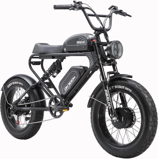 MEELOD Electric Bike for Adults with 2400W Dual Motor, 35Mph Max Speed, 48V 40Ah Dual Battery Ebikes for Adults, 20" X 4.0 Fat Tire Electric Bike,