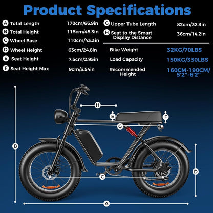 Electric Bike for Adults,Electric Bicycle 2000W 48V/22.4Ah 34MPH,1000W 48V/20Ah 35MPH Electric Mountain Bike,12-Speed 20"*4.0 Fat Tire Electric