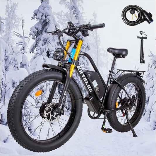 KETELES Electric-Bike - Upgrade Original Design Dual-Motor 2000W-Ebike-Adults-Men 26" Fat Tire Electric-Bicycles 48V 23AH Removable Battery, 35 MPH,