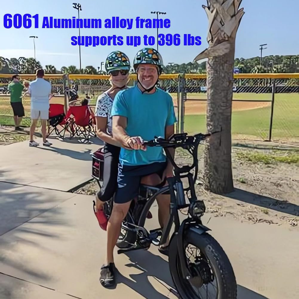 2000W Dual Motor Electric Bike for 2 Adults, 30 MPH Fat Tire AWD Ebike, 48V 18AH Mountain E Bikes, Two People E-Bike for Hunting, Adult Electric
