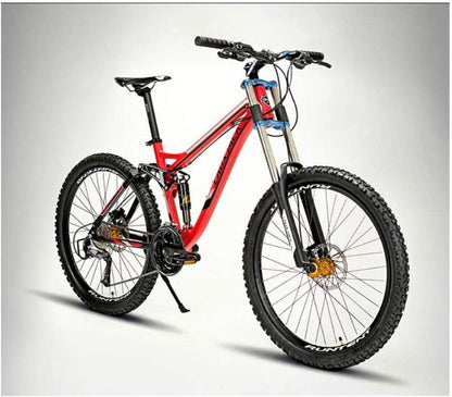 Mountain Bike Unisex Mountain Bike, 26 Inch Aluminum Alloy Frame, 24/27 Speed Dual Suspension MTB Bike with Double Disc Brake,Red,27 Speed