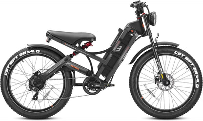Romeo Pro Upgraded Electric Bike 60Ah 1200W (Peak 1600W) 26" Fat Tire 34Mph/100-200 Miles Ultra Long Range E Mountain Bikes Full Suspension Dual